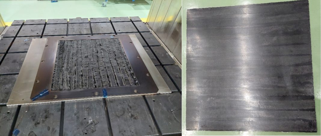 Fig. Strips curing in the hot press process