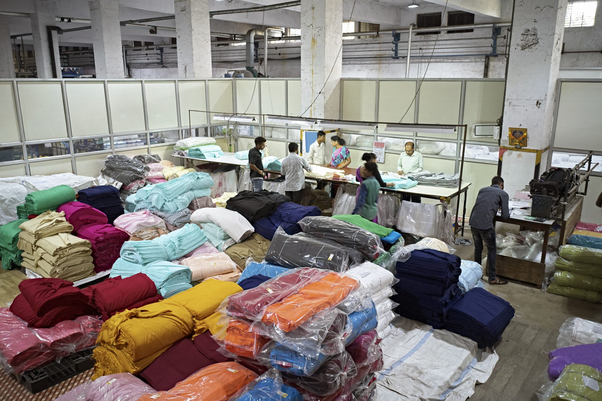 Workers on Factory Floor of Mumbai Dyeing and Printing Mill
