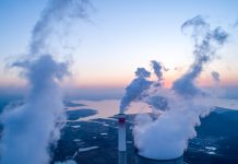 Detail of a modern power plant fueled with coal and biomass, carbon dioxide