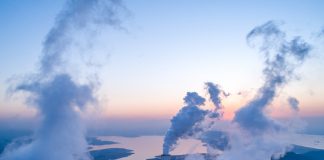 Detail of a modern power plant fueled with coal and biomass, carbon dioxide