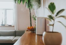 Air humidifier in living room