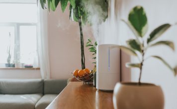 Air humidifier in living room