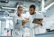 Scientists working in the laboratory