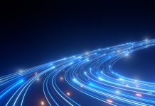 High Speed Light Streaks internet data, blue colour, glow lines, background