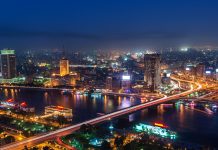 A cityscape of the downtown area of Cairo, capital city of Egypt.