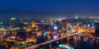 A cityscape of the downtown area of Cairo, capital city of Egypt.