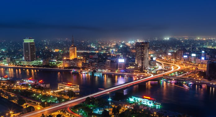 A cityscape of the downtown area of Cairo, capital city of Egypt.