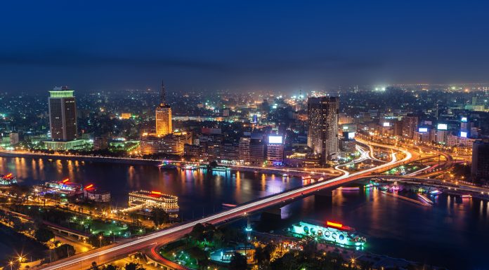 A cityscape of the downtown area of Cairo, capital city of Egypt.