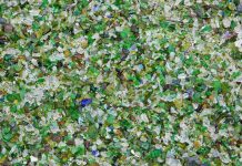 A bed of glass particles at an industrial recycling facility UK