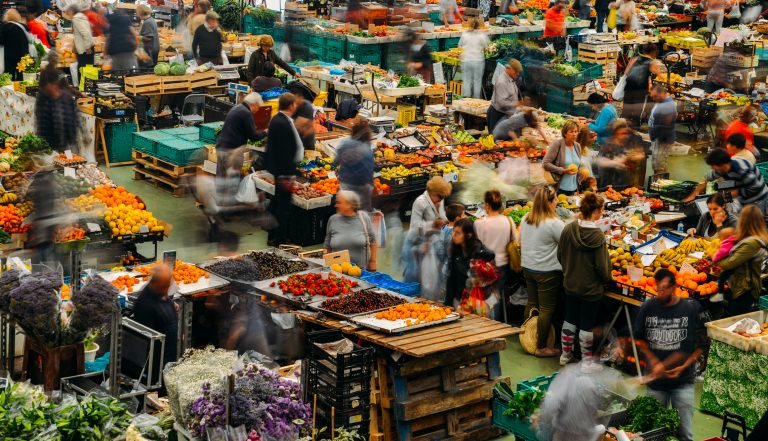 Cascais, Portugal - June 9th, 2018: Cascais food market is the place to go if you want fresh local produce and fish. Busiest days are Wed and Sat