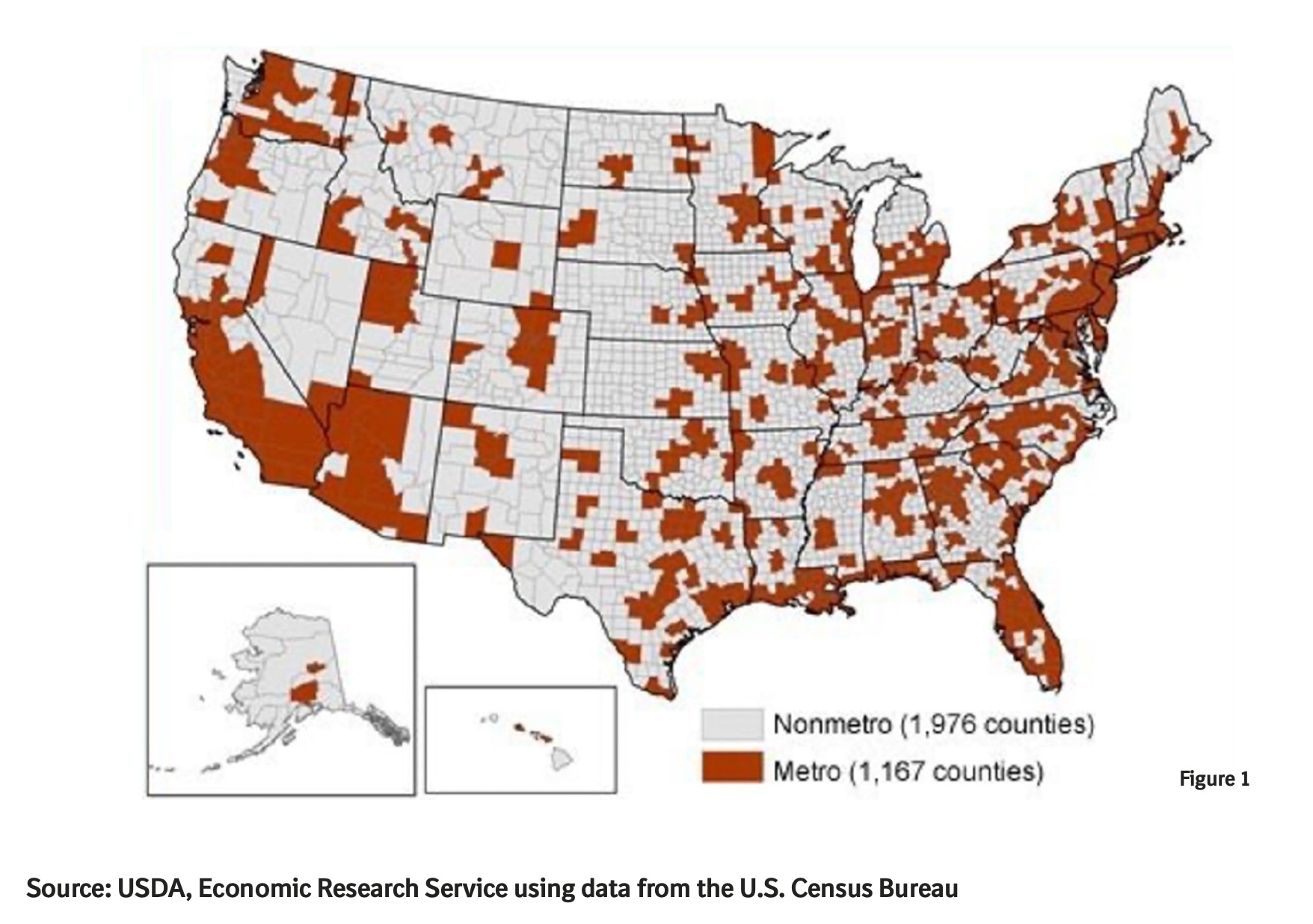 Metro and nonmetro counties, 2013