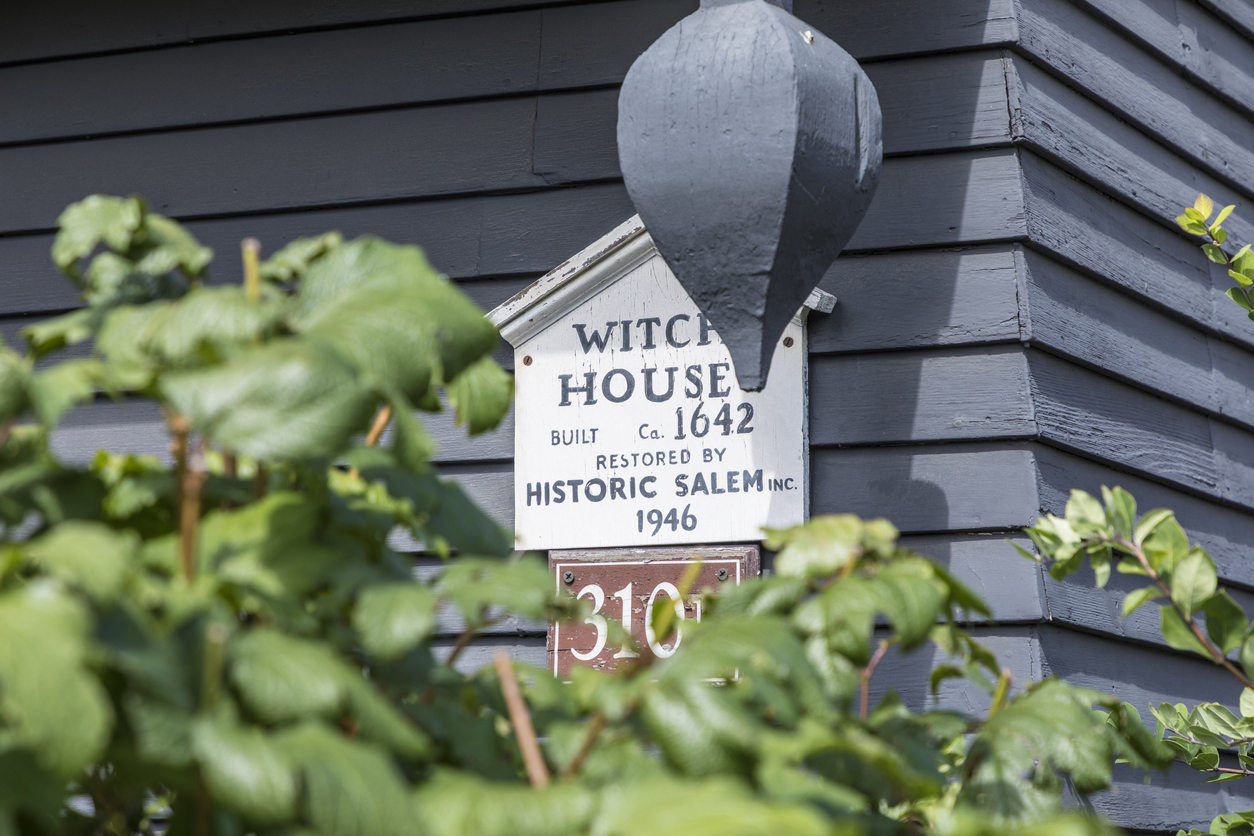 Salem, USA - September 14, 2017: detail of Witch House, Salem, Massachusetts, USA