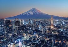 Tokyo city illuminated at sunset, hub for Scientific advancement