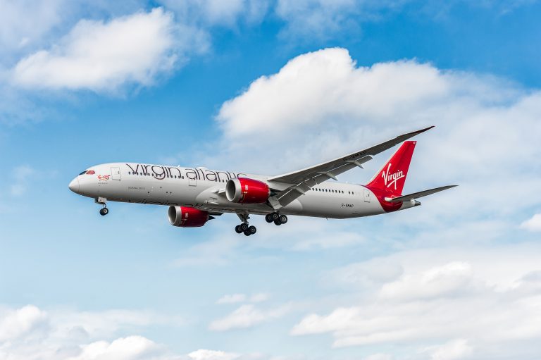 G-VMAP Virgin Atlantic Airways Boeing 787 Dreamliner Landing in London Heathrow International Airport. England.