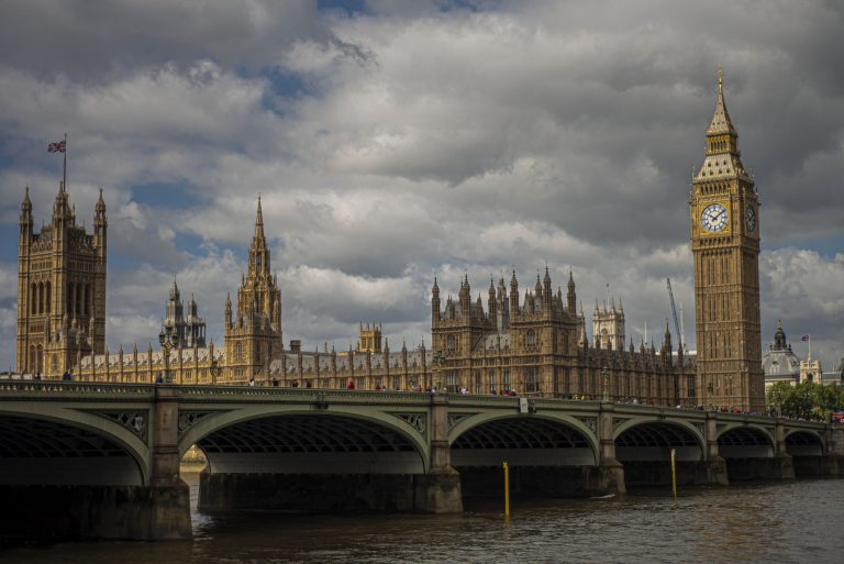 Dramatic sky,over Parliament in London.