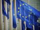 EU Flags Flying at the European Commission Building Brussels Belgium