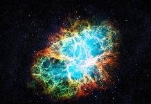 Nebula picture on dark sky full of stars
