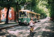 Girl biking at Pohjolankatu