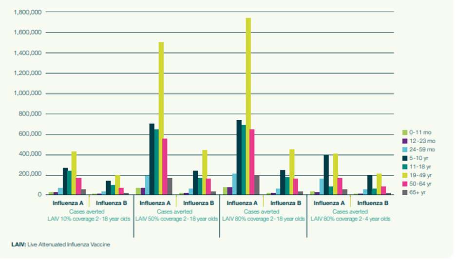 Figure 2: Averted influenza cases by age group 