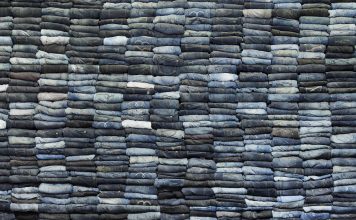 Jeans on a stack, textile, clothing