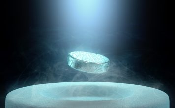 Magnet levitating above a high-temperature superconductor