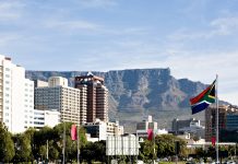 Cape Town with SA flag