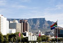 Cape Town with SA flag