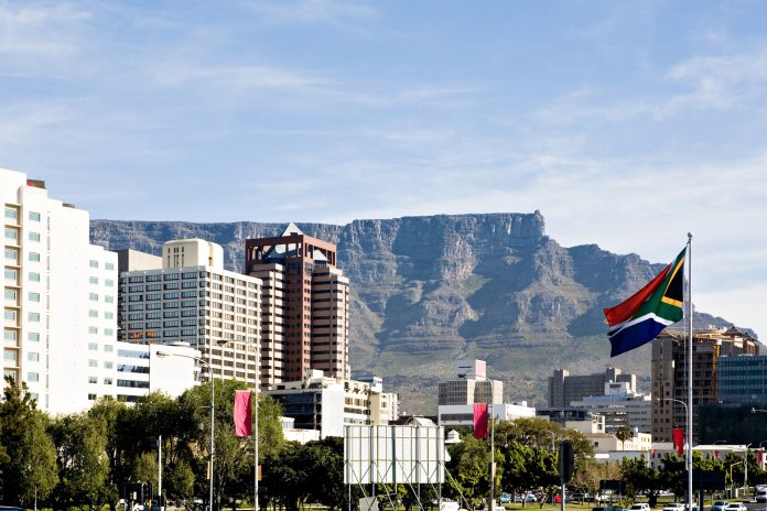 Cape Town with SA flag