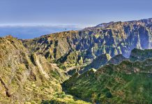 volcanic rock formation on island of cabo verde