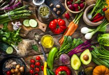 Healthy food: fresh organic vegetables and spices