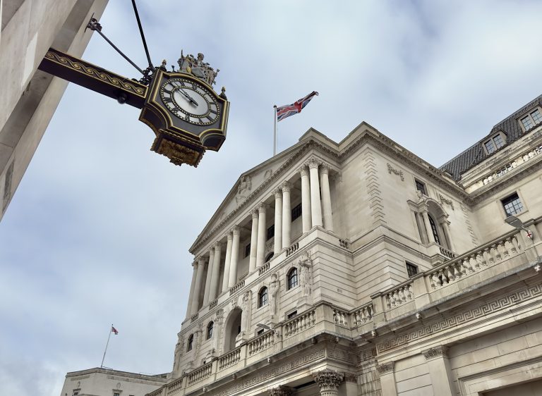 The Bank of England in Threadneedle Street, City of London, England.