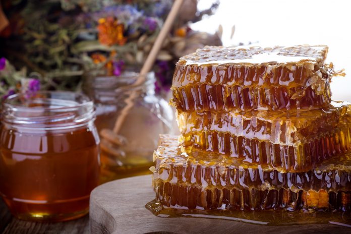 Eastern slavic folk holiday, Spas day. Organic raw honeycombs