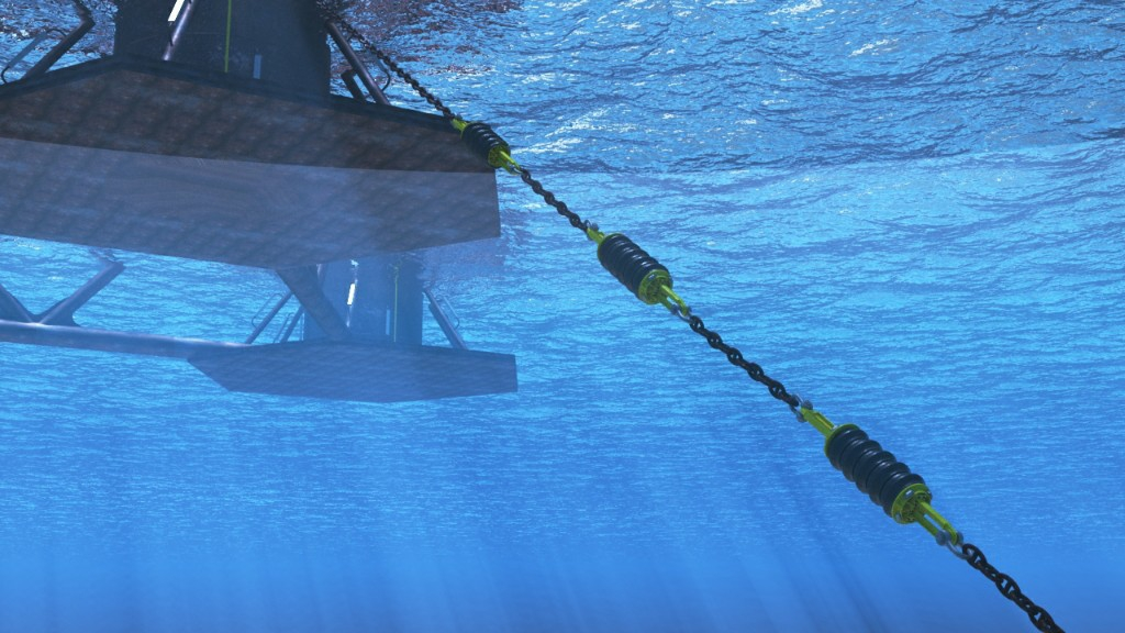 Close-up view of SeaSprings in a Mooring line