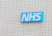 London England - June 2, 2019: NHS National Health Service sign UK