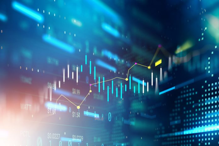 Digitally Generated Currency and Exchange Stock Chart for Finance and Economy Based Computer Software and Coding Display