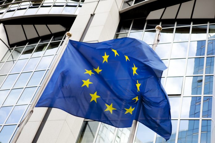 European Union Flag at Parliament Building Brussels