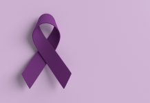 purple violet color ribbon bow symbol decoration ornament copy space background wallpaper awareness world cancer health campaign support disease illness hope help survivor flight treatment medical feb