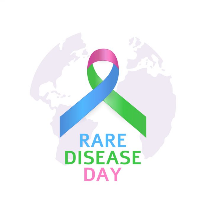 Rare Disease Day card, poster, background. Vector