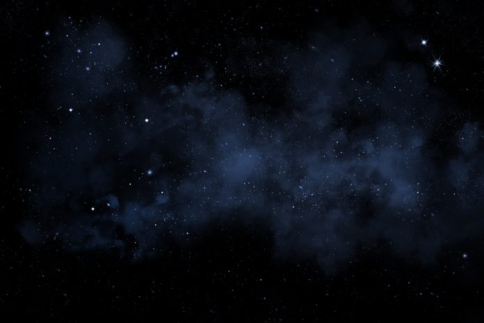 night sky with bright stars and blue nebula