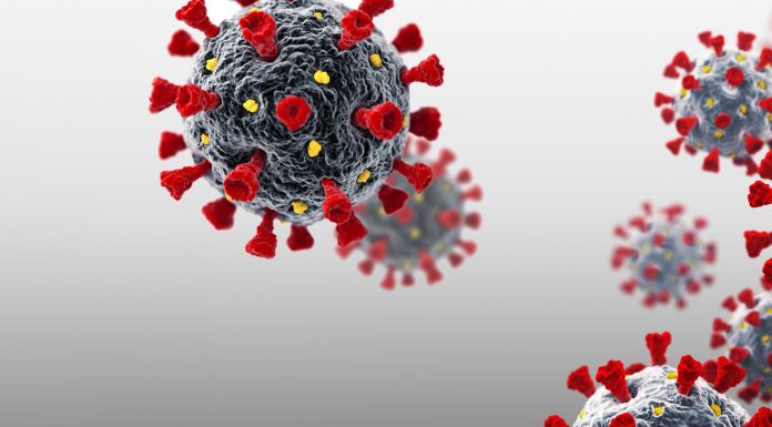 Coronavirus. COVID-19. Copy space. 3D Render