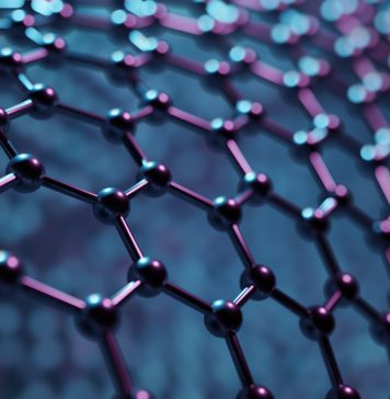 Structure of hexagonal nano material. Nanotechnology concept. Abstract background. 3D rendered illustration. superconductivity