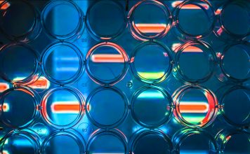 Abstract background - genome research. A look through a 24-well plate.