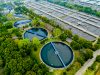 Aerial view of sewage treatment plant