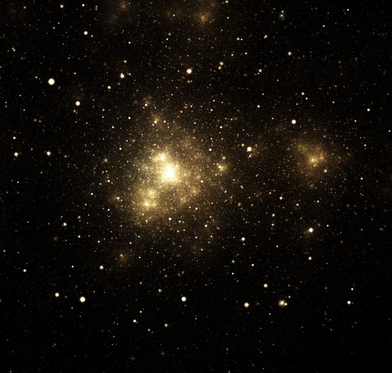 Close-up of shiny nebula with surrounding stars in galaxy