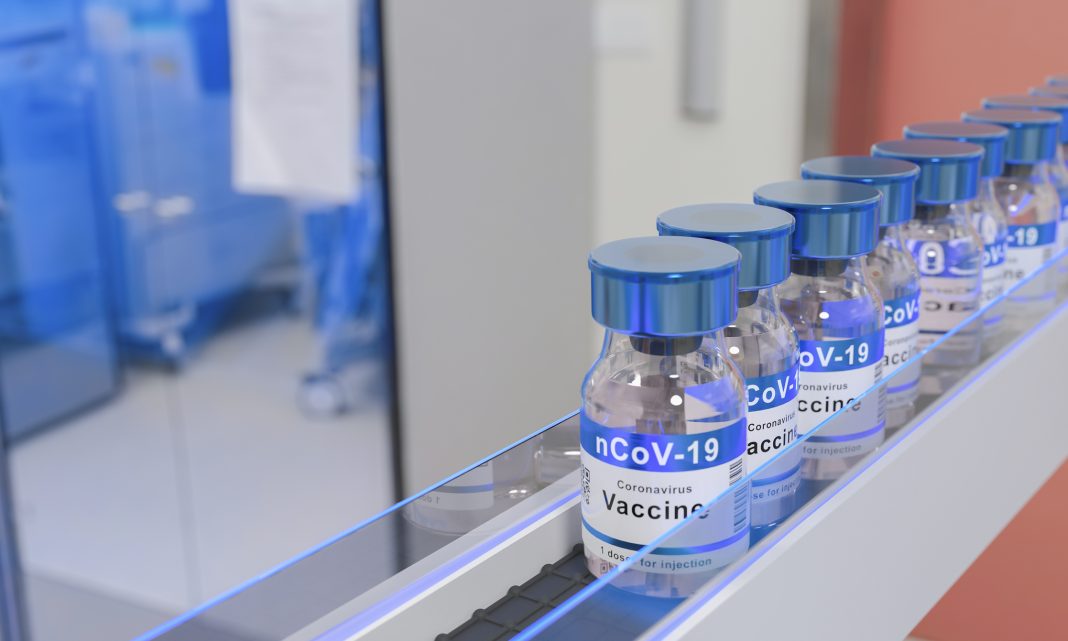 Vaccine Coronavirus COVID-19 on Conveyor Belt
