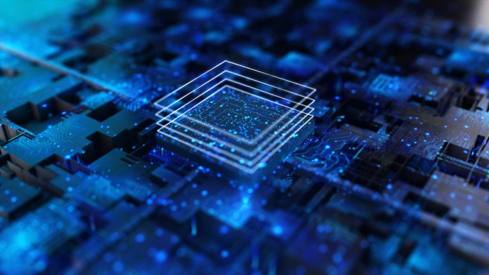 processor chip, tech environment, blockchain concept