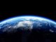 The Earth Space Planet 3D illustration background. City lights on planet.