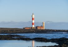 El Toston Lighthouse in El Cotillo. Fuerteventura Lighthouse.