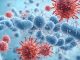 Microscopic blue bacteria background