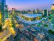 Aerial view of city Seoul at night, South Korea,